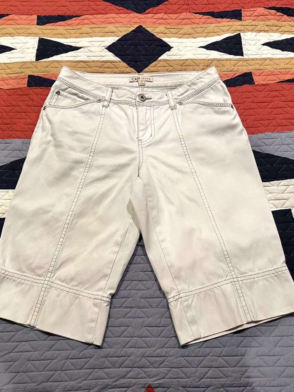 Women's CAbi White "Out N About" Bermuda denim Shorts, size 2